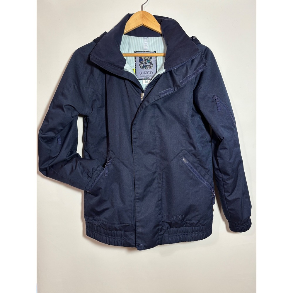 Burton Snowboard Jacket Womens Medium Navy Blue Dryride Hooded Winter Parka Coat